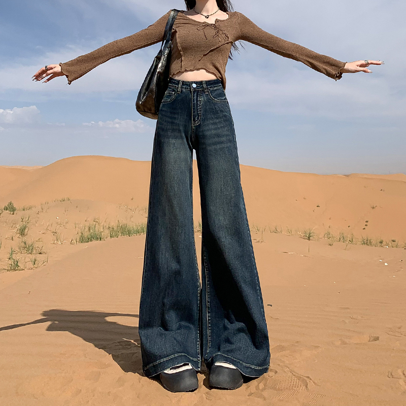 High-Waisted Fleece-Lined Black Gray Flared Wide-Leg Jeans for Women - 2025 Autumn Winter Bell-Bottom Pants High-Waisted Fleece-Lined Black Gray Flared Wide-Leg Jeans for Women - 2025 Autumn Winter Bell-Bottom Pants