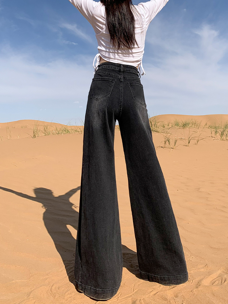 High-Waisted Fleece-Lined Black Gray Flared Wide-Leg Jeans for Women - 2025 Autumn Winter Bell-Bottom Pants High-Waisted Fleece-Lined Black Gray Flared Wide-Leg Jeans for Women - 2025 Autumn Winter Bell-Bottom Pants
