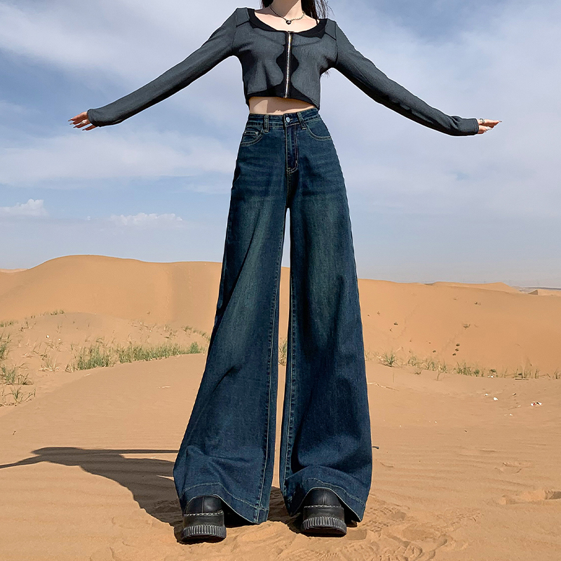 High-Waisted Fleece-Lined Black Gray Flared Wide-Leg Jeans for Women - 2025 Autumn Winter Bell-Bottom Pants High-Waisted Fleece-Lined Black Gray Flared Wide-Leg Jeans for Women - 2025 Autumn Winter Bell-Bottom Pants