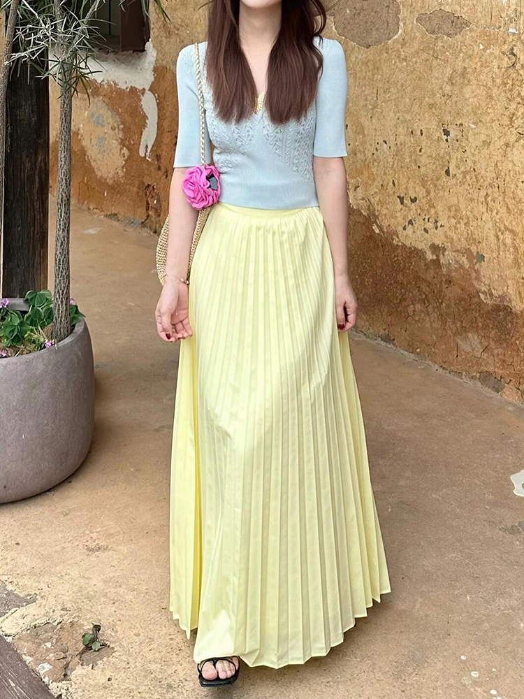 High-Waisted French-Style A-Line Skirt for Women - Slimming Half-Length Versatile Summer Fashion 2025