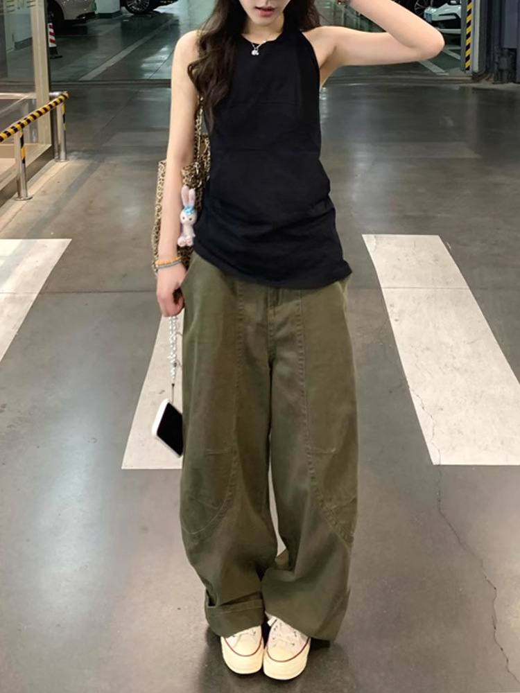 High-Waisted Green Deconstructed Curved Knife Jeans for Women – Summer Loose Wide-Leg Slim Straight Pants High-Waisted Green Deconstructed Curved Knife Jeans for Women – Summer Loose Wide-Leg Slim Straight Pants