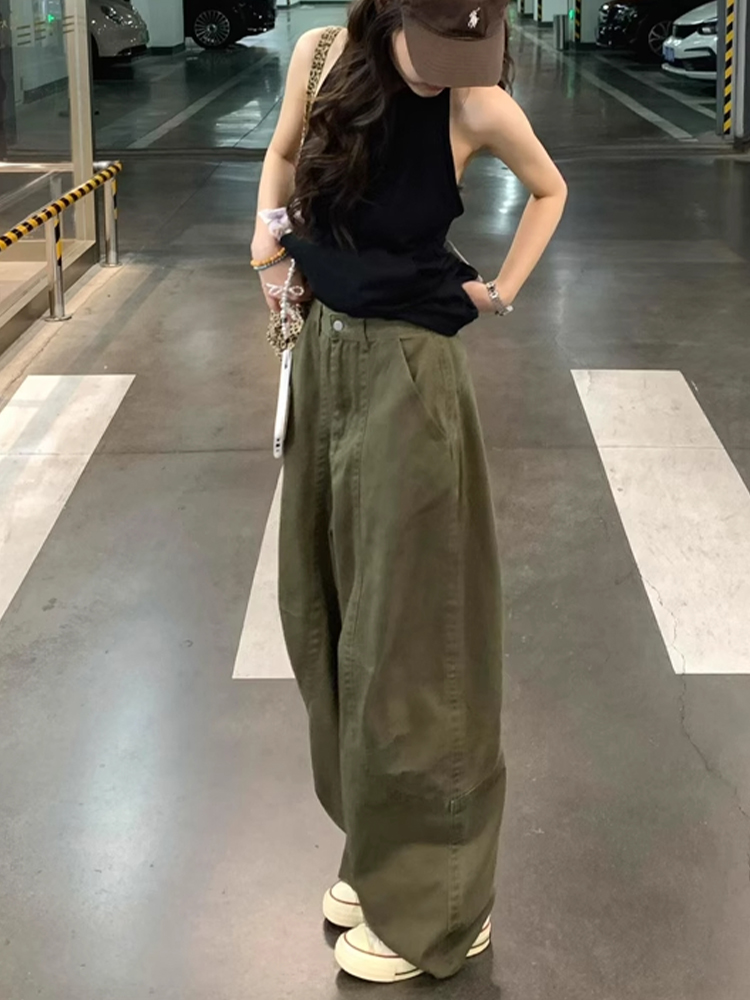 High-Waisted Green Deconstructed Curved Knife Jeans for Women – Summer Loose Wide-Leg Slim Straight Pants High-Waisted Green Deconstructed Curved Knife Jeans for Women – Summer Loose Wide-Leg Slim Straight Pants