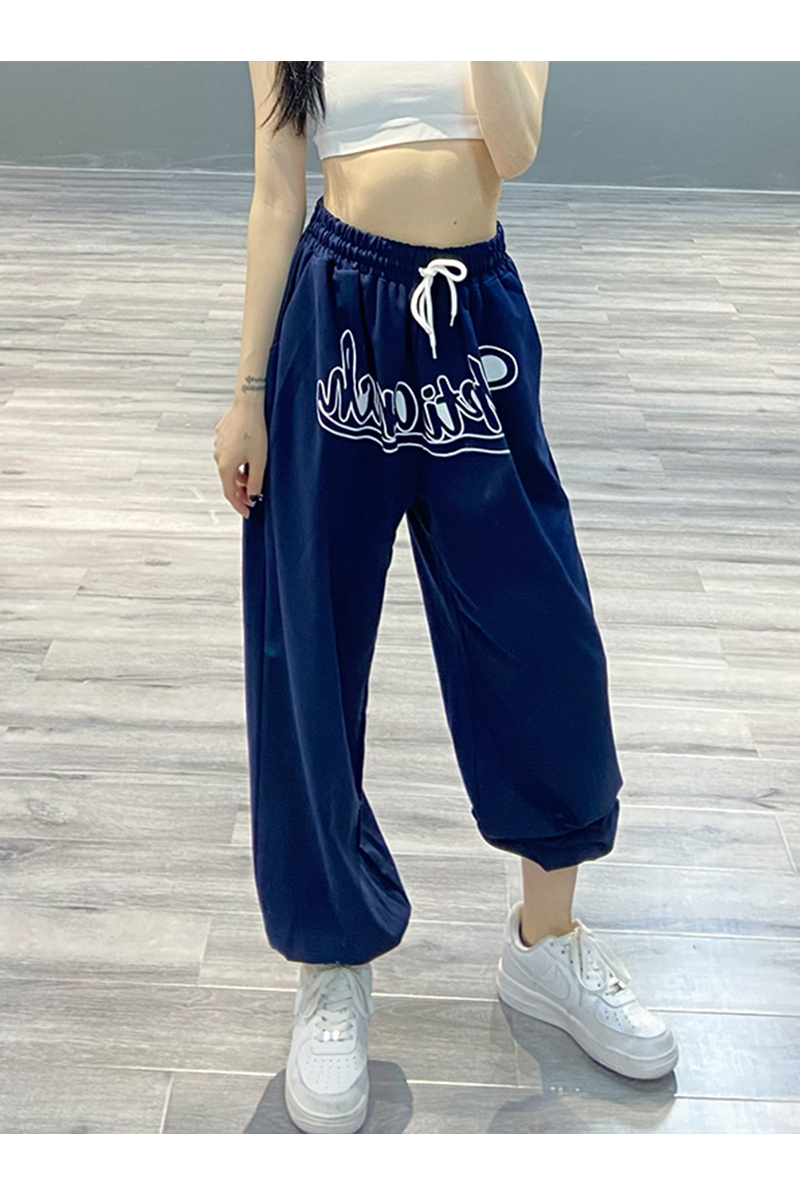 High-Waisted Hip-Hop Jazz Pants with Elastic Cuffs - Casual Printed Harem Sweatpants for Trendy Street Style