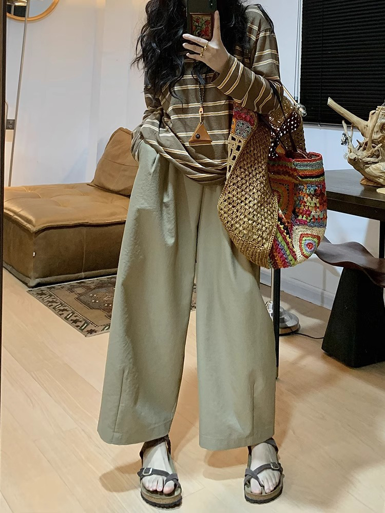 High-Waisted Japanese-Style Balloon Pants for Women - Casual Wide-Leg Design, Petite Fit, Spring/Summer 2025 Collection High-Waisted Japanese-Style Balloon Pants for Women - Casual Wide-Leg Design, Petite Fit, Spring/Summer 2025 Collection