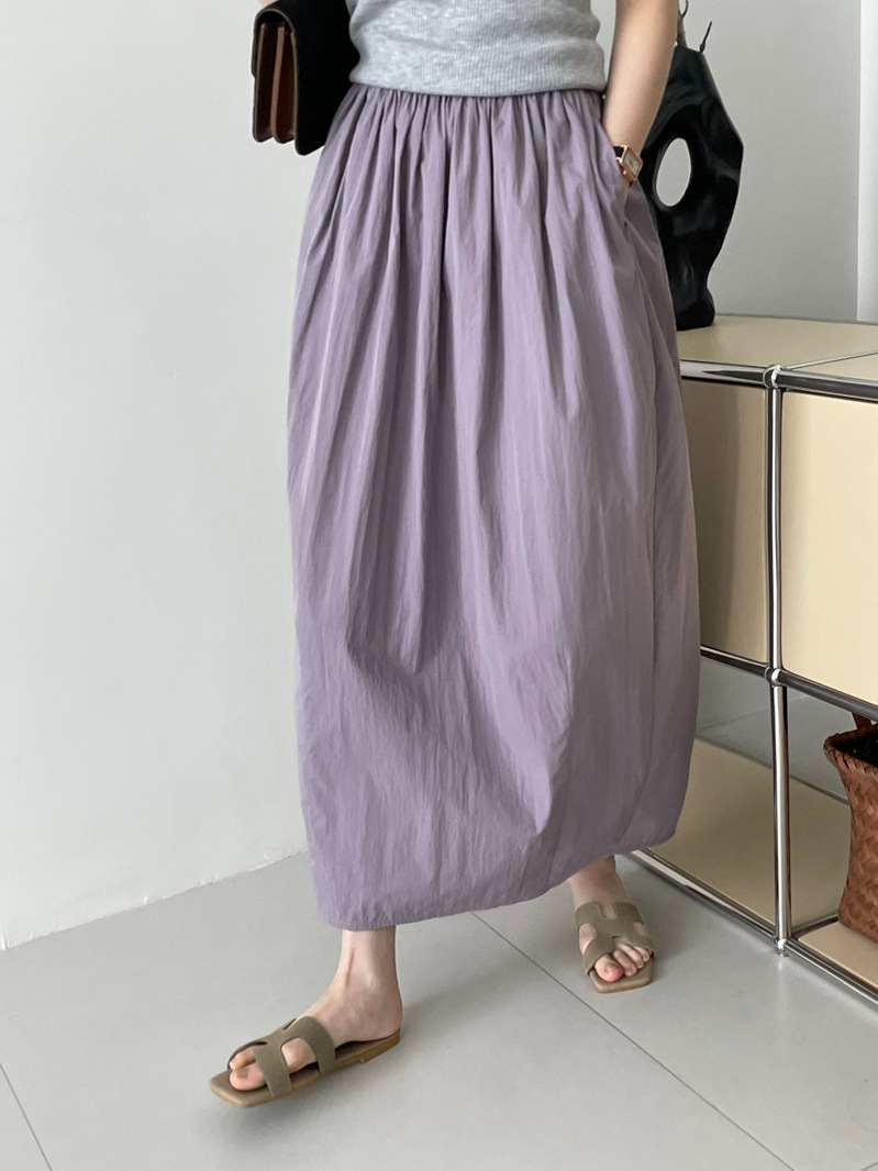 High-Waisted Japanese-Style Floral Bud Skirt, Loose Fit Half-Length Wrinkled Long Skirt for Women, Summer 2025 Fashion