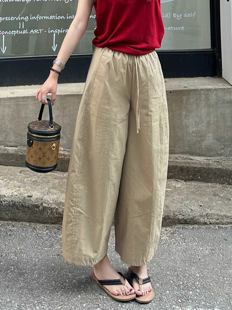 High-Waisted Khaki Wide-Leg Pants for Women, Loose-Fitting Casual Straight-Leg Trousers, Slimming Summer Style 2025 High-Waisted Khaki Wide-Leg Pants for Women, Loose-Fitting Casual Straight-Leg Trousers, Slimming Summer Style 2025