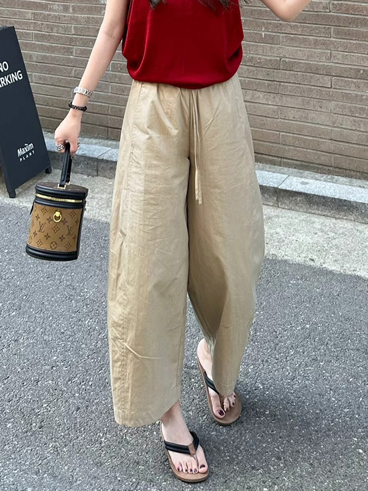 High-Waisted Khaki Wide-Leg Pants for Women, Loose-Fitting Casual Straight-Leg Trousers, Slimming Summer Style 2025 High-Waisted Khaki Wide-Leg Pants for Women, Loose-Fitting Casual Straight-Leg Trousers, Slimming Summer Style 2025
