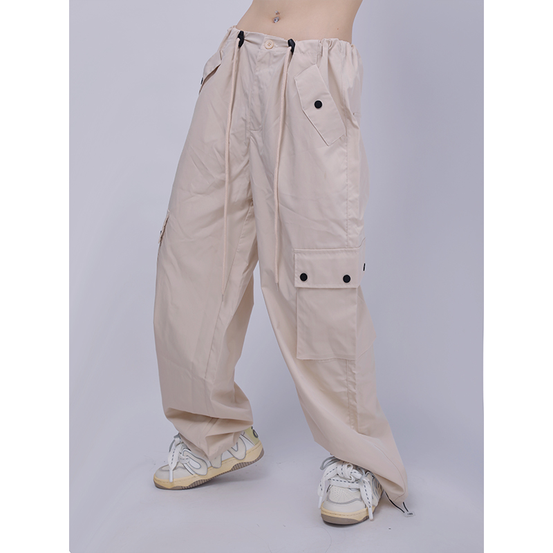 High-Waisted Khaki Work Pants for Women - American Retro Jazz Dance Style, Thin Elastic Casual Trousers