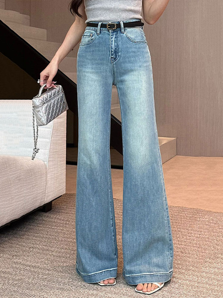 High-Waisted Light-Colored Flared Pants for Women - Slimming Summer 2025 Trendy Fitted Jeans, Y2K Style High-Waisted Light-Colored Flared Pants for Women - Slimming Summer 2025 Trendy Fitted Jeans, Y2K Style