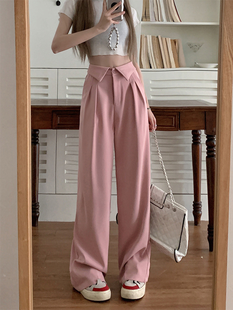 High-Waisted Loose-Fitting Draped Casual Pants for Women - Versatile Straight-Leg Floor-Length Style for Summer 2025