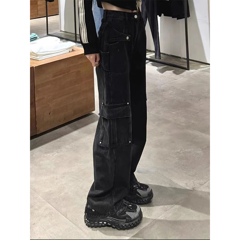 High-Waisted Loose Wide-Leg Denim Pants for Women - Summer Workwear, American High Street Style, Slimming Straight-Leg Trousers