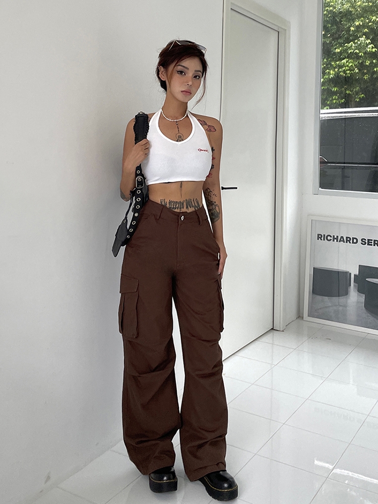 High-Waisted Loose Wide-Leg Floor-Length Pants - Retro American Style Casual Streetwear for Summer Fashion