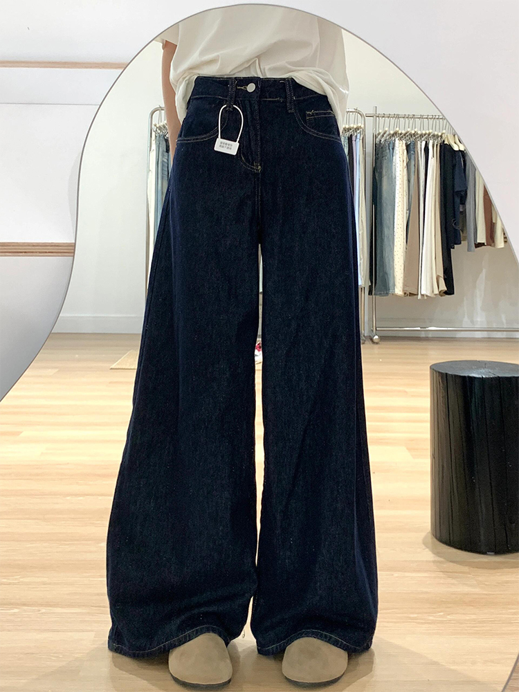 High-Waisted Loose Wide-Leg Tencel Jeans for Women - Denim Blue, Slimming Straight Long Pants, Summer Fashion High-Waisted Loose Wide-Leg Tencel Jeans for Women - Denim Blue, Slimming Straight Long Pants, Summer Fashion