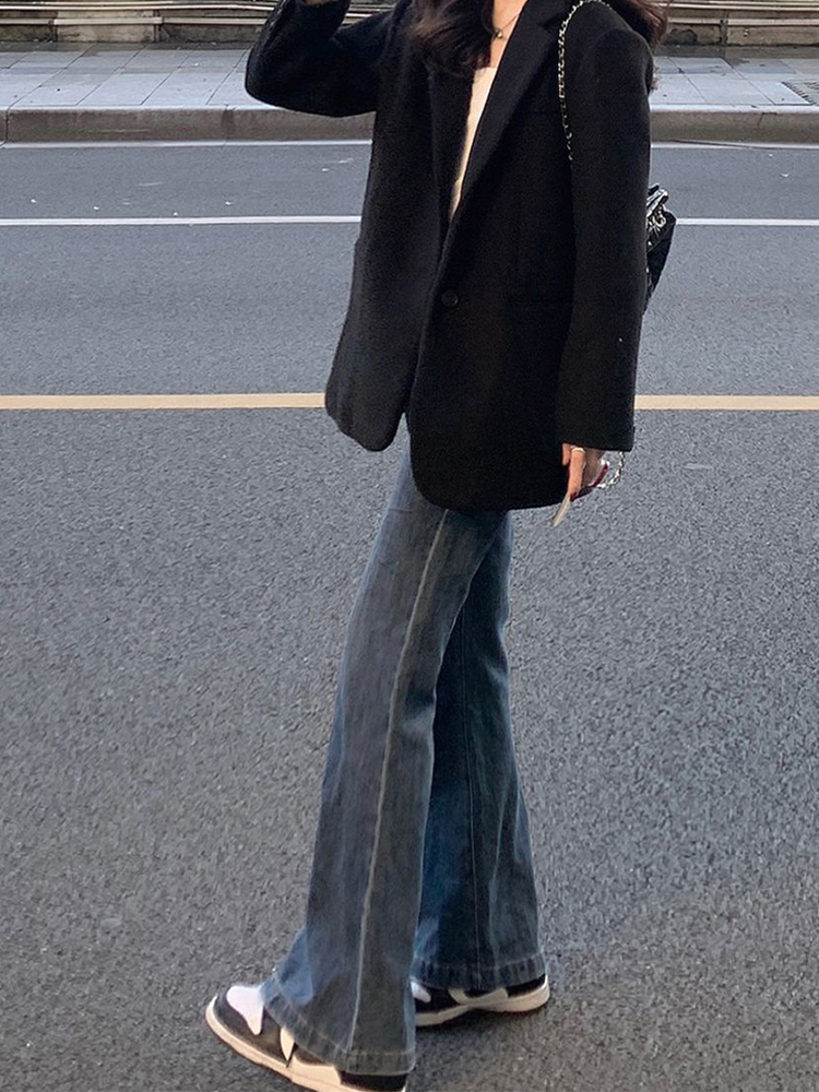 High-Waisted Non-Sticking Flared Jeans for Women - Loose Wide-Leg Summer Style, Slimming Versatile Floor-Length Pants High-Waisted Non-Sticking Flared Jeans for Women - Loose Wide-Leg Summer Style, Slimming Versatile Floor-Length Pants