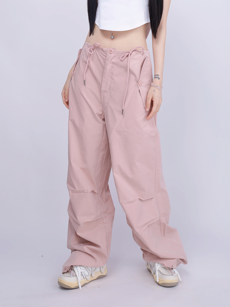 High-Waisted Pink Casual Work Pants for Summer - Thin Elastic Quick-Dry Jazz Dance Sports Trousers