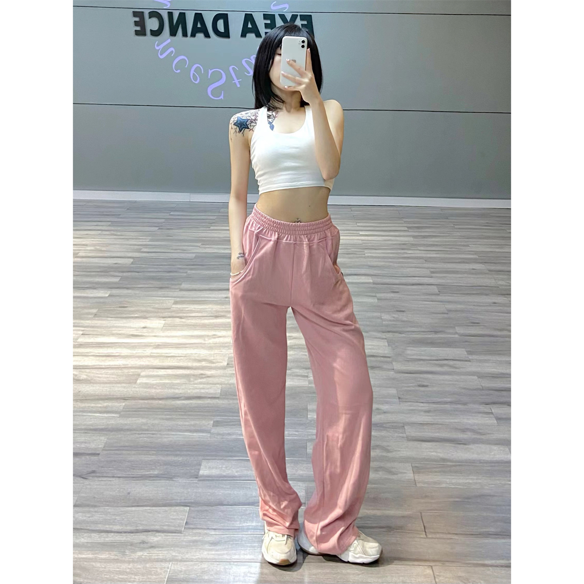 High-Waisted Pink Dance Sweatpants for Women - Thin Wide-Leg Hip-Hop Street Style Casual Pants High-Waisted Pink Dance Sweatpants for Women - Thin Wide-Leg Hip-Hop Street Style Casual Pants