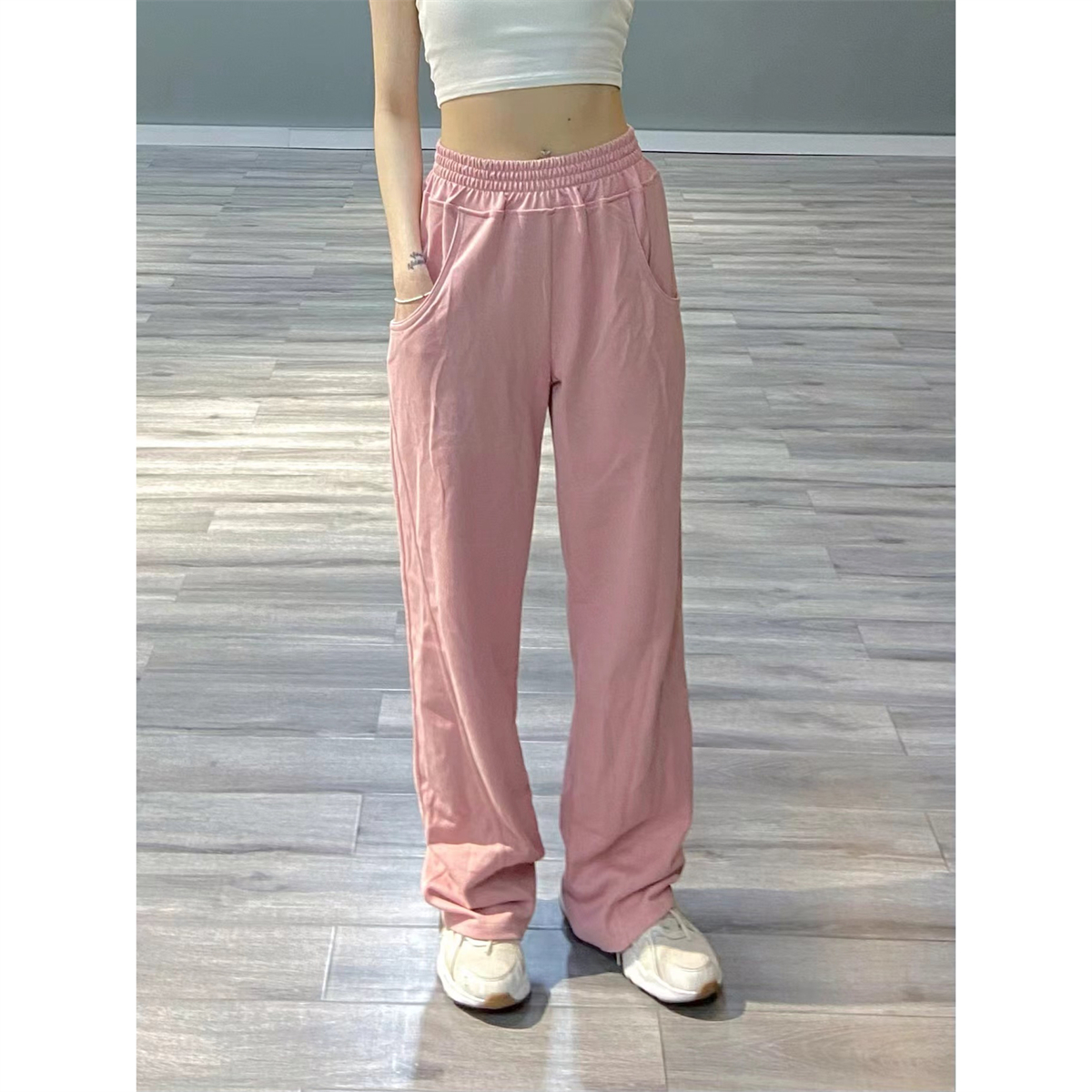 High-Waisted Pink Dance Sweatpants for Women - Thin Wide-Leg Hip-Hop Street Style Casual Pants High-Waisted Pink Dance Sweatpants for Women - Thin Wide-Leg Hip-Hop Street Style Casual Pants