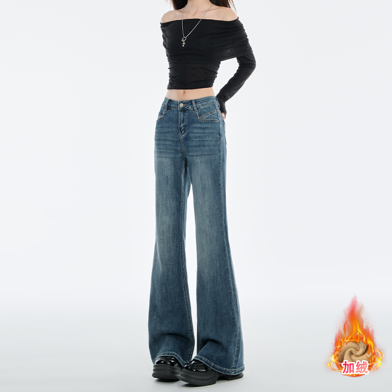 High-Waisted Retro Blue Flared Jeans for Women - 2025 Autumn Winter Slim-Fit Bell-Bottom Pants High-Waisted Retro Blue Flared Jeans for Women - 2025 Autumn Winter Slim-Fit Bell-Bottom Pants