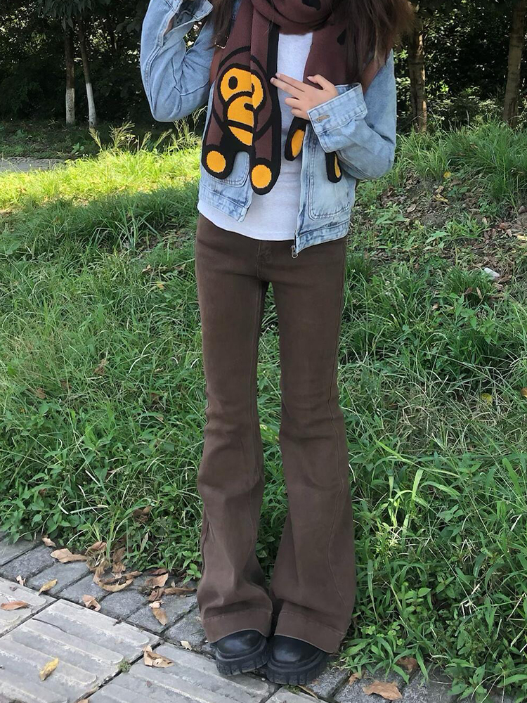 High-Waisted Retro Coffee-Colored Flared Jeans for Women - Summer Slim-Fit Versatile Straight-Leg Trousers High-Waisted Retro Coffee-Colored Flared Jeans for Women - Summer Slim-Fit Versatile Straight-Leg Trousers