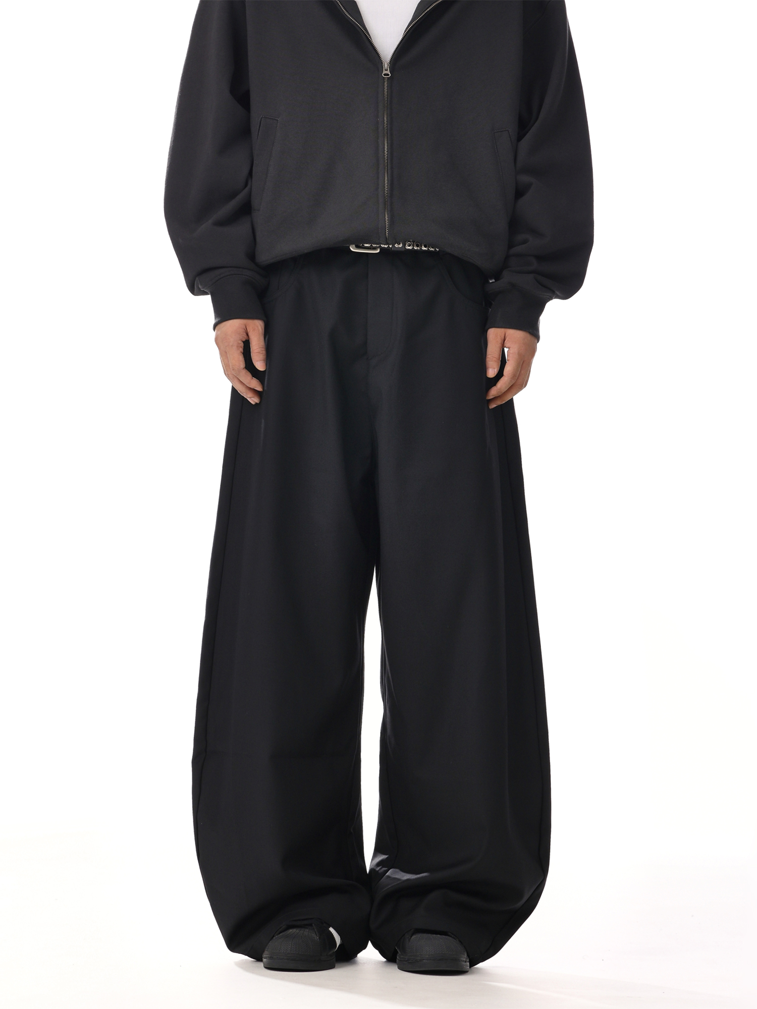 High-Waisted Retro Curved Wide-Leg Suit Pants for Men and Women - Loose Straight Casual Floor-Length Trousers, Versatile American Style