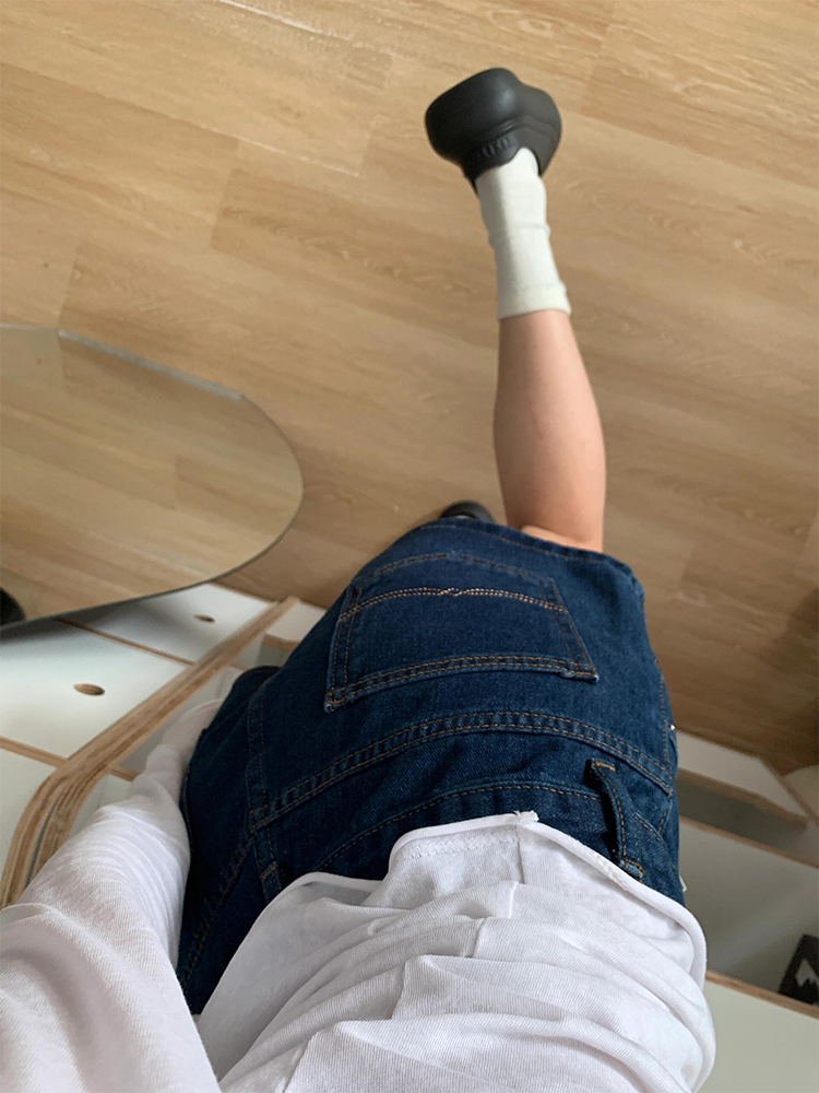 High-Waisted Retro Deep Blue Denim Shorts for Women, Loose Wide-Leg A-Line Hot Pants, Summer Style for Petite Sizes