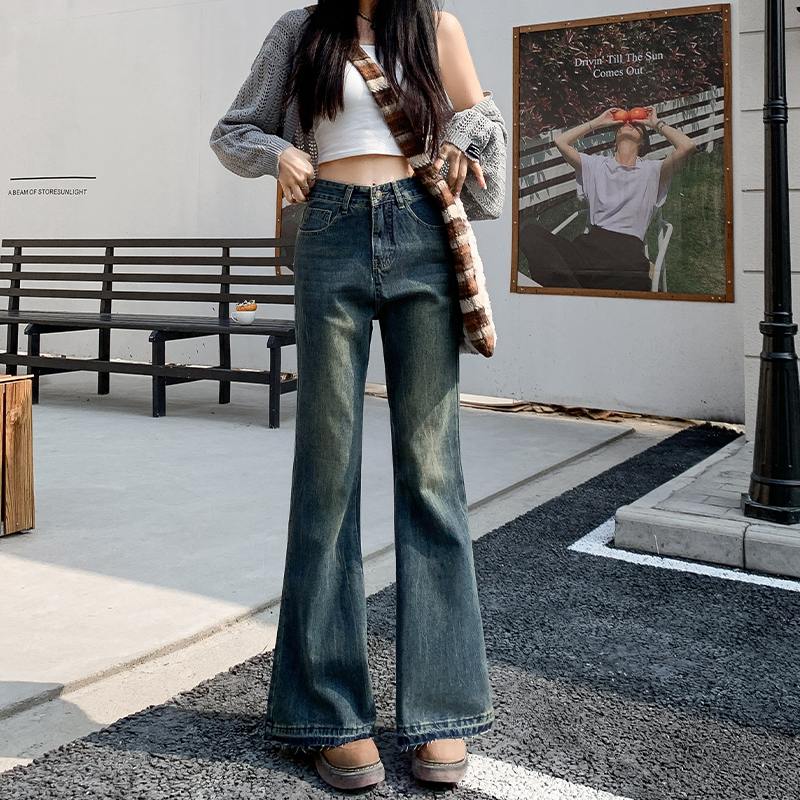 High-Waisted Retro Frayed Flared Jeans for Women, 2025 Spring Summer Nostalgic Bell-Bottoms, Non-Skin-Tight, Ground-Dragging Style High-Waisted Retro Frayed Flared Jeans for Women, 2025 Spring Summer Nostalgic Bell-Bottoms, Non-Skin-Tight, Ground-Dragging Style
