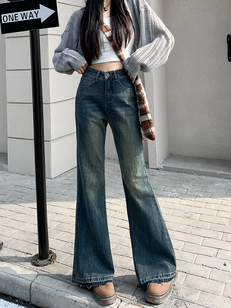High-Waisted Retro Frayed Flared Jeans for Women, 2025 Spring Summer Nostalgic Bell-Bottoms, Non-Skin-Tight, Ground-Dragging Style High-Waisted Retro Frayed Flared Jeans for Women, 2025 Spring Summer Nostalgic Bell-Bottoms, Non-Skin-Tight, Ground-Dragging Style
