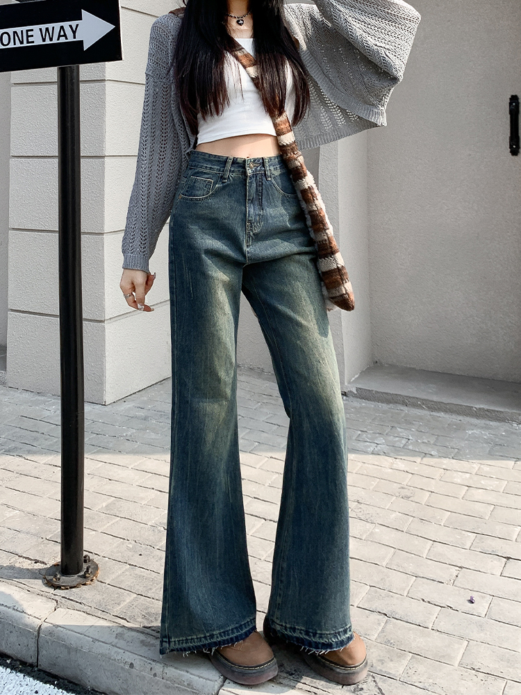High-Waisted Retro Frayed Flared Jeans for Women, 2025 Spring Summer Nostalgic Bell-Bottoms, Non-Skin-Tight, Ground-Dragging Style High-Waisted Retro Frayed Flared Jeans for Women, 2025 Spring Summer Nostalgic Bell-Bottoms, Non-Skin-Tight, Ground-Dragging Style