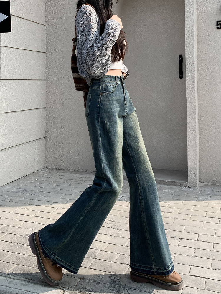 High-Waisted Retro Frayed Flared Jeans for Women, 2025 Spring Summer Nostalgic Bell-Bottoms, Non-Skin-Tight, Ground-Dragging Style High-Waisted Retro Frayed Flared Jeans for Women, 2025 Spring Summer Nostalgic Bell-Bottoms, Non-Skin-Tight, Ground-Dragging Style