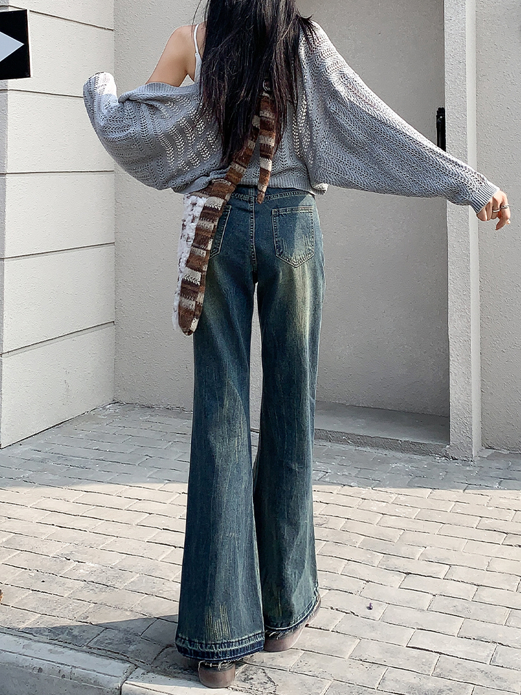 High-Waisted Retro Frayed Flared Jeans for Women, 2025 Spring Summer Nostalgic Bell-Bottoms, Non-Skin-Tight, Ground-Dragging Style High-Waisted Retro Frayed Flared Jeans for Women, 2025 Spring Summer Nostalgic Bell-Bottoms, Non-Skin-Tight, Ground-Dragging Style