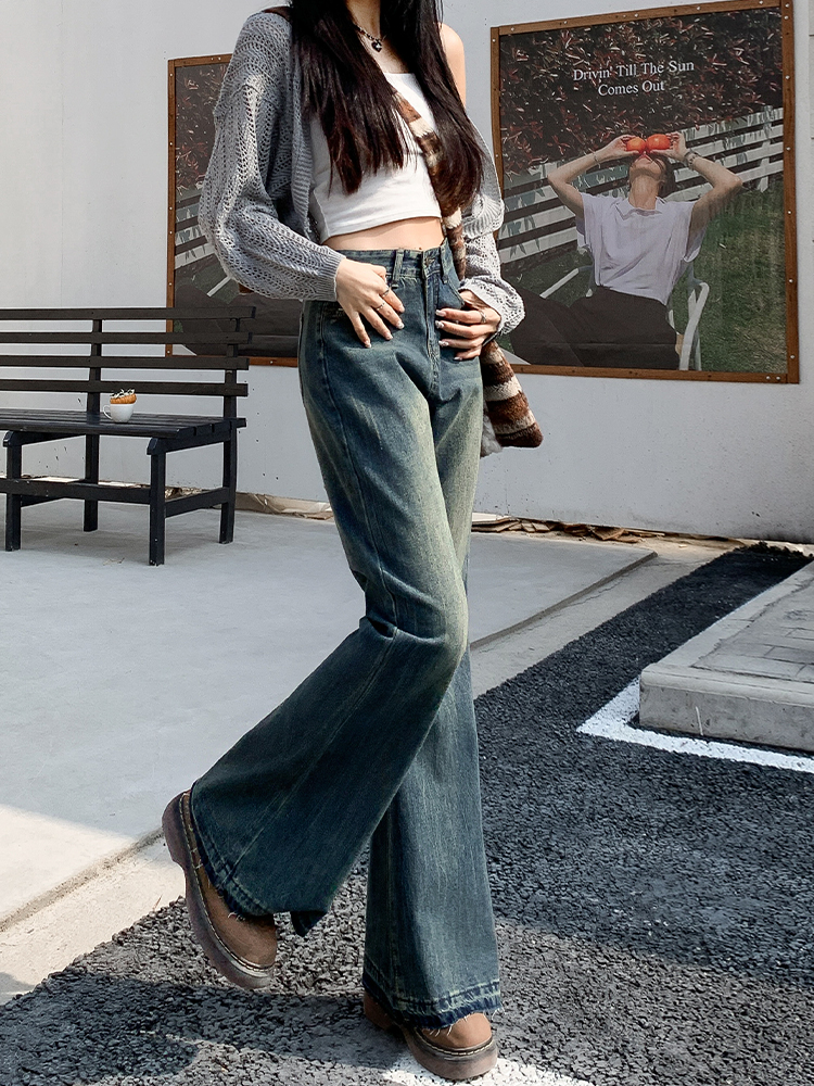 High-Waisted Retro Frayed Flared Jeans for Women, 2025 Spring Summer Nostalgic Bell-Bottoms, Non-Skin-Tight, Ground-Dragging Style High-Waisted Retro Frayed Flared Jeans for Women, 2025 Spring Summer Nostalgic Bell-Bottoms, Non-Skin-Tight, Ground-Dragging Style