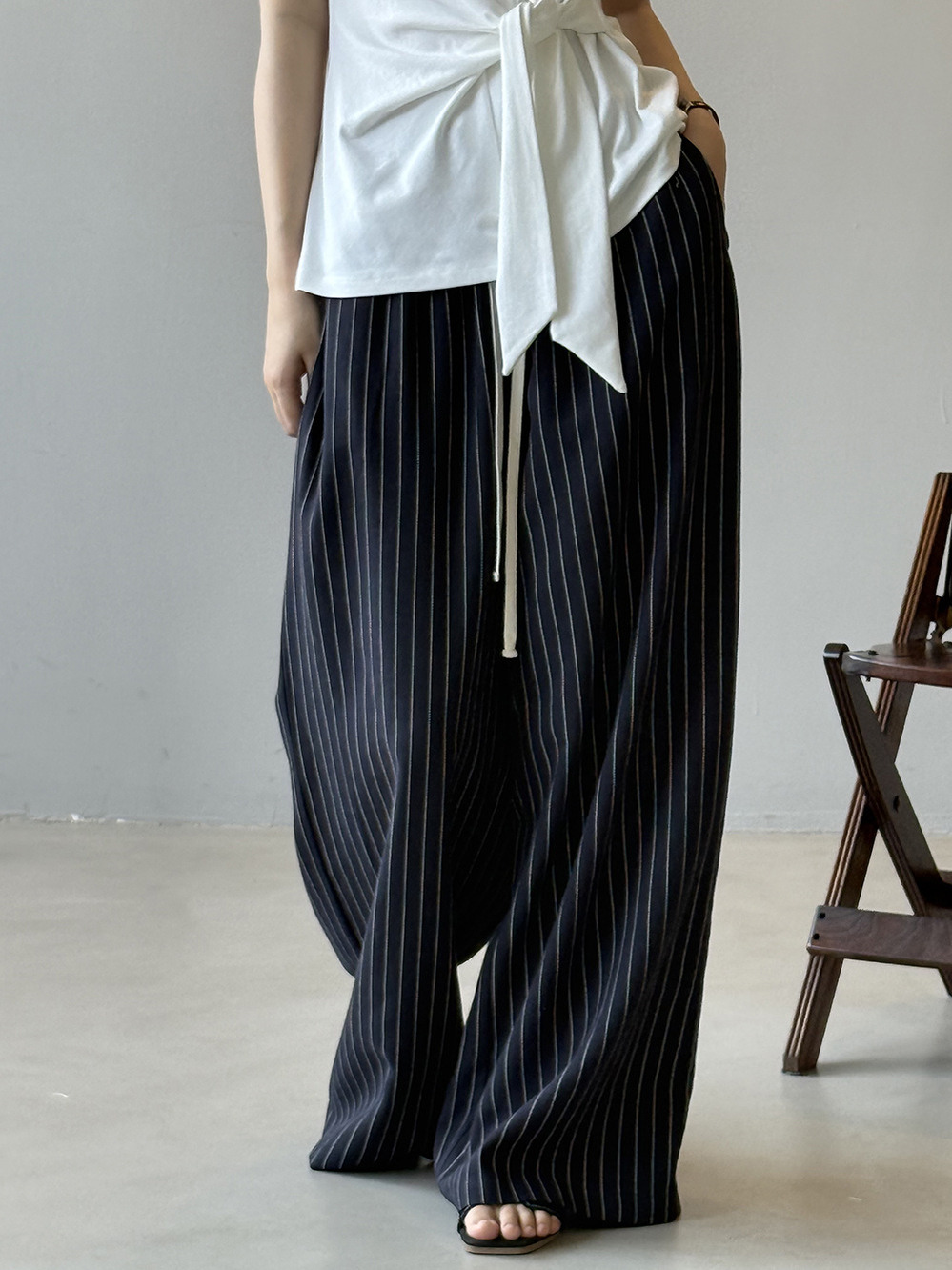 High-Waisted Striped Wide-Leg Pants for Women, Summer 2025 Casual Draped Floor-Length Trousers, Chic Old Money Style High-Waisted Striped Wide-Leg Pants for Women, Summer 2025 Casual Draped Floor-Length Trousers, Chic Old Money Style