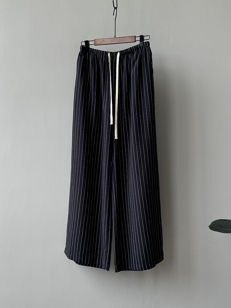 High-Waisted Striped Wide-Leg Pants for Women, Summer 2025 Casual Draped Floor-Length Trousers, Chic Old Money Style High-Waisted Striped Wide-Leg Pants for Women, Summer 2025 Casual Draped Floor-Length Trousers, Chic Old Money Style