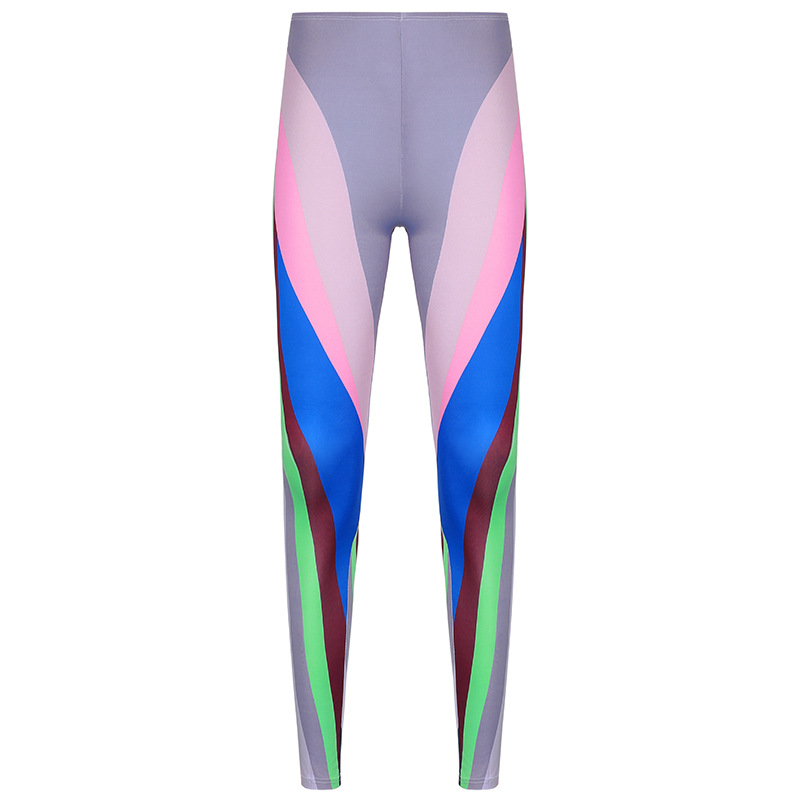 High-Waisted Tight-Fitting Color-Blocking Printed Fitness Yoga Pants for Casual Sports - 2025 European and American Style High-Waisted Tight-Fitting Color-Blocking Printed Fitness Yoga Pants for Casual Sports - 2025 European and American Style