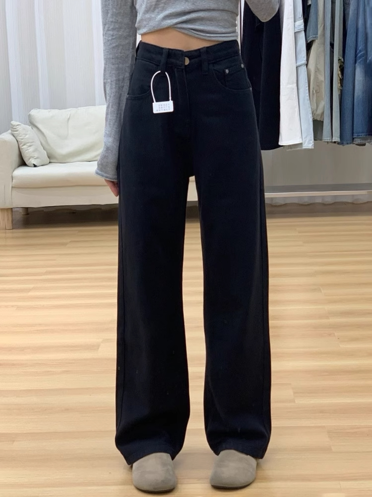High-Waisted White Wide-Leg Jeans for Women, Slimming Loose Fit Summer Trend, Korean Style Straight-Leg Pants High-Waisted White Wide-Leg Jeans for Women, Slimming Loose Fit Summer Trend, Korean Style Straight-Leg Pants