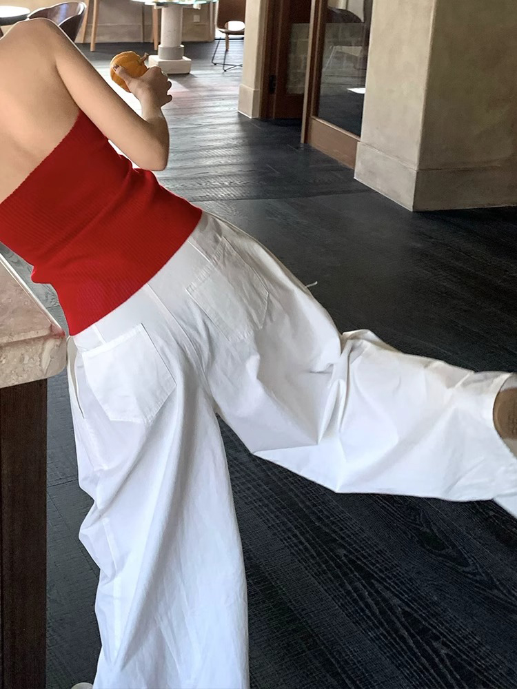 High-Waisted White Wide-Leg Pants for Women, Summer 2025, Loose-Fitting Draping Casual Versatile Straight-Leg Floor-Length Trousers High-Waisted White Wide-Leg Pants for Women, Summer 2025, Loose-Fitting Draping Casual Versatile Straight-Leg Floor-Length Trousers