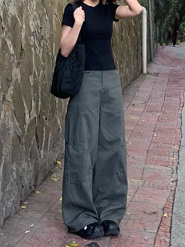 High-Waisted Wide-Leg Denim Work Pants for Women - Summer Casual Loose-Fitting Straight-Leg Floor-Length Trousers High-Waisted Wide-Leg Denim Work Pants for Women - Summer Casual Loose-Fitting Straight-Leg Floor-Length Trousers