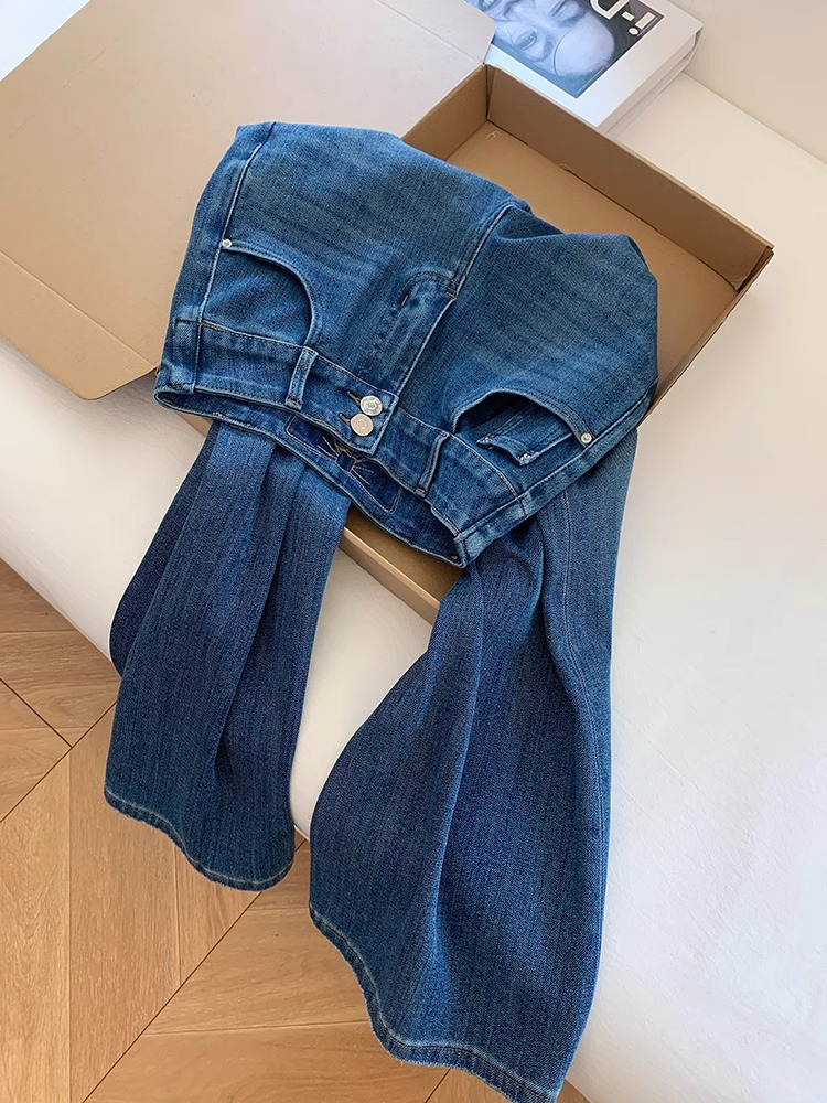 High-Waisted Wide-Leg Jeans for Women with Butterfly Knot Detail - Summer Slim Fit Flared Style High-Waisted Wide-Leg Jeans for Women with Butterfly Knot Detail - Summer Slim Fit Flared Style