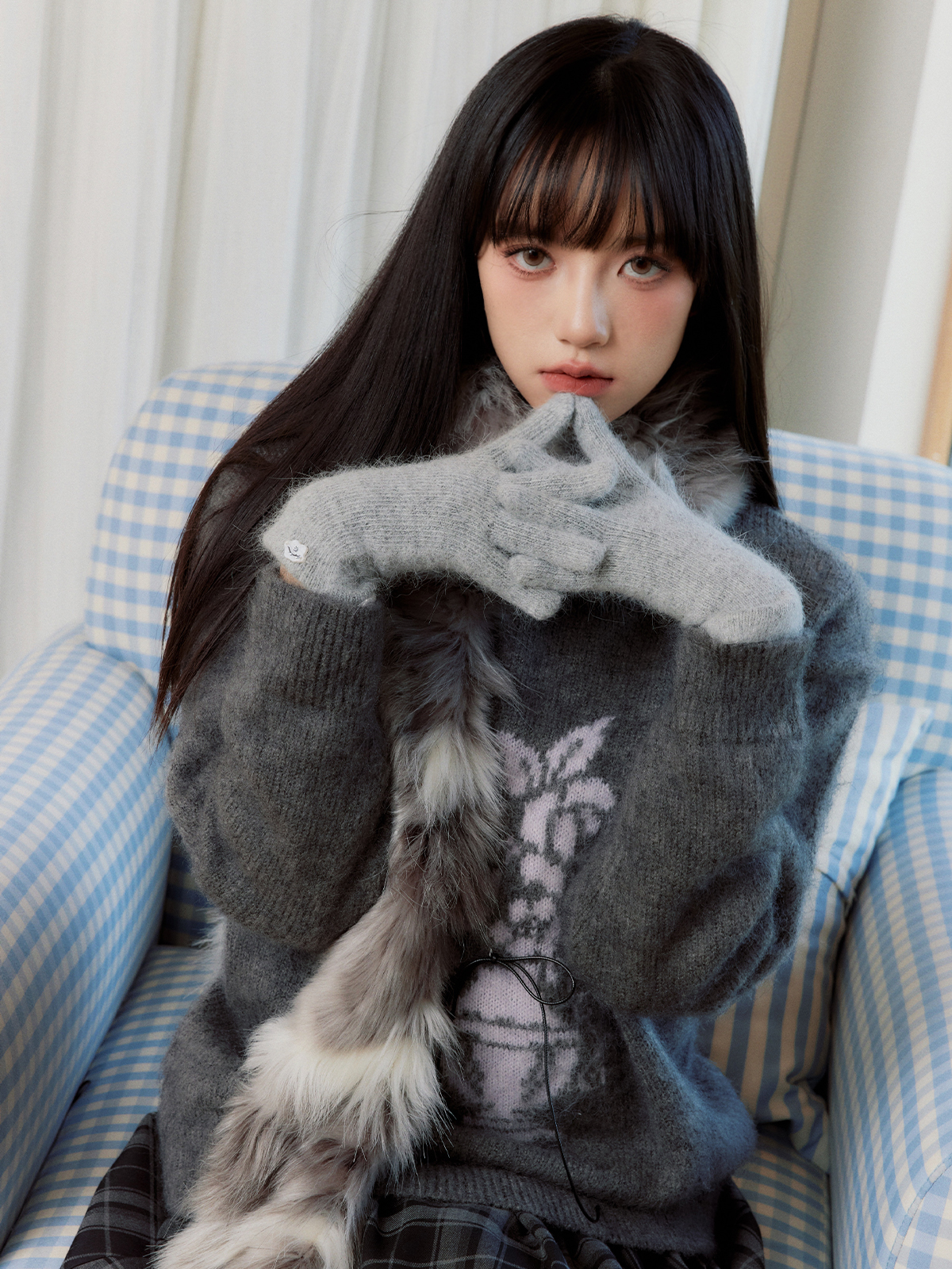 Hokkaido Winter Atmosphere Baby Blue Knitted Scarf and Gloves Set - Cozy Knit Accessories for Cold Weather Fashion Hokkaido Winter Atmosphere Baby Blue Knitted Scarf and Gloves Set - Cozy Knit Accessories for Cold Weather Fashion