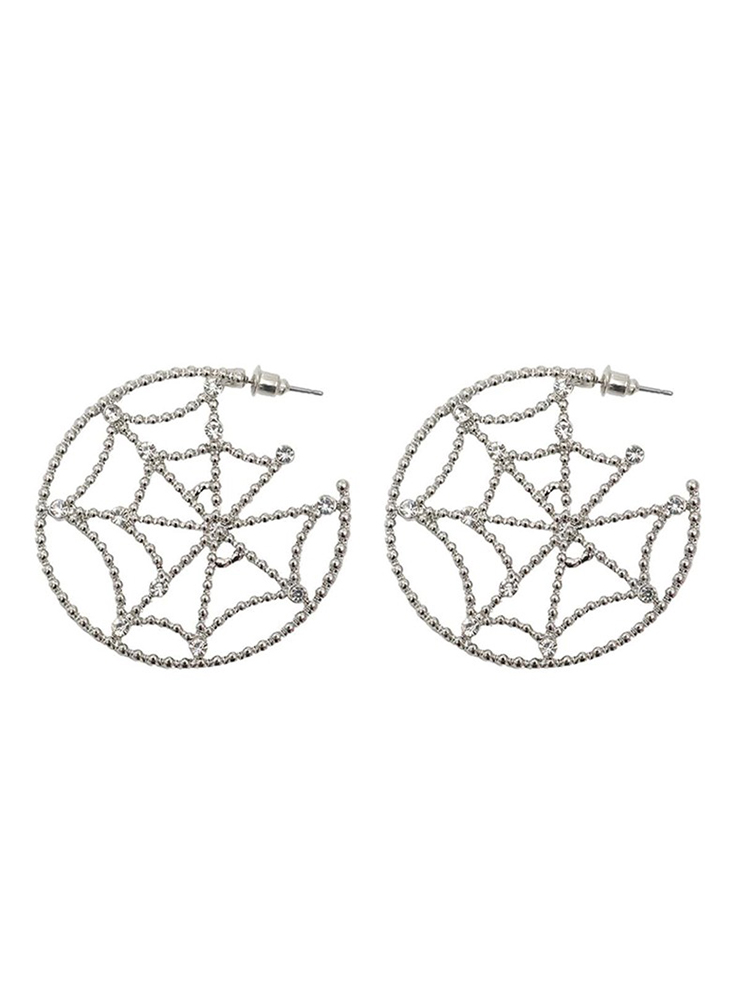 Hollow Spider Web Ear Hoops - Fashionable High-End Halloween Ear Accessories, Versatile Studs for Trendy Style Hollow Spider Web Ear Hoops - Fashionable High-End Halloween Ear Accessories, Versatile Studs for Trendy Style