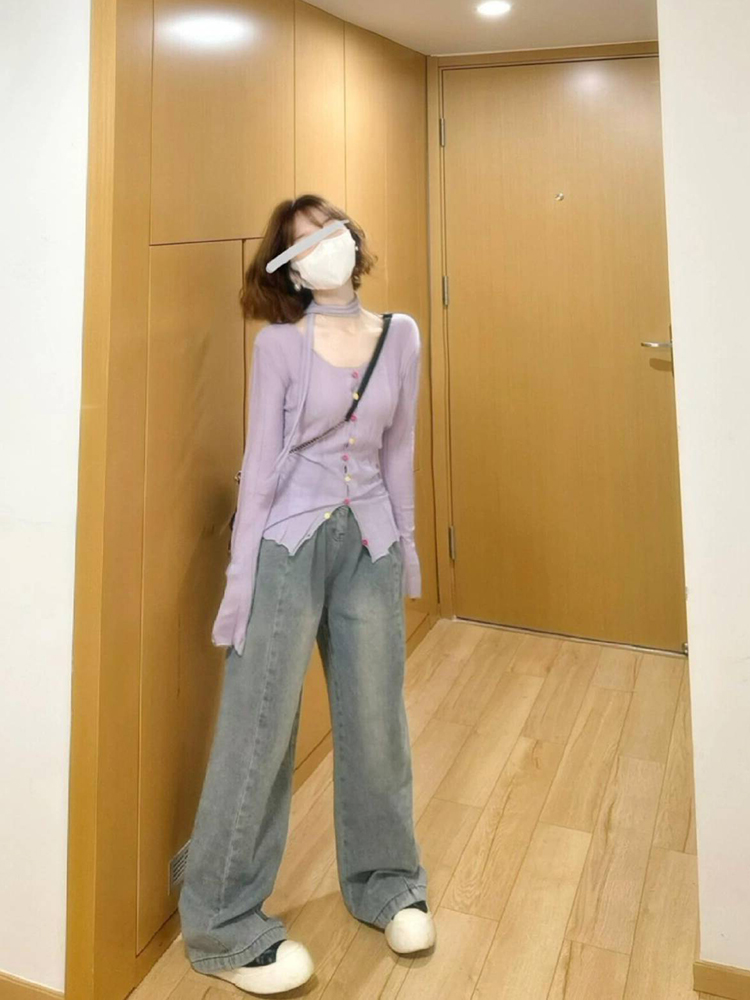 Hollowed-Out Knitted Cardigan Inner Top for Women - Long Sleeve Cover-Up Shirt, Design-Oriented Autumn Fashion Hollowed-Out Knitted Cardigan Inner Top for Women - Long Sleeve Cover-Up Shirt, Design-Oriented Autumn Fashion