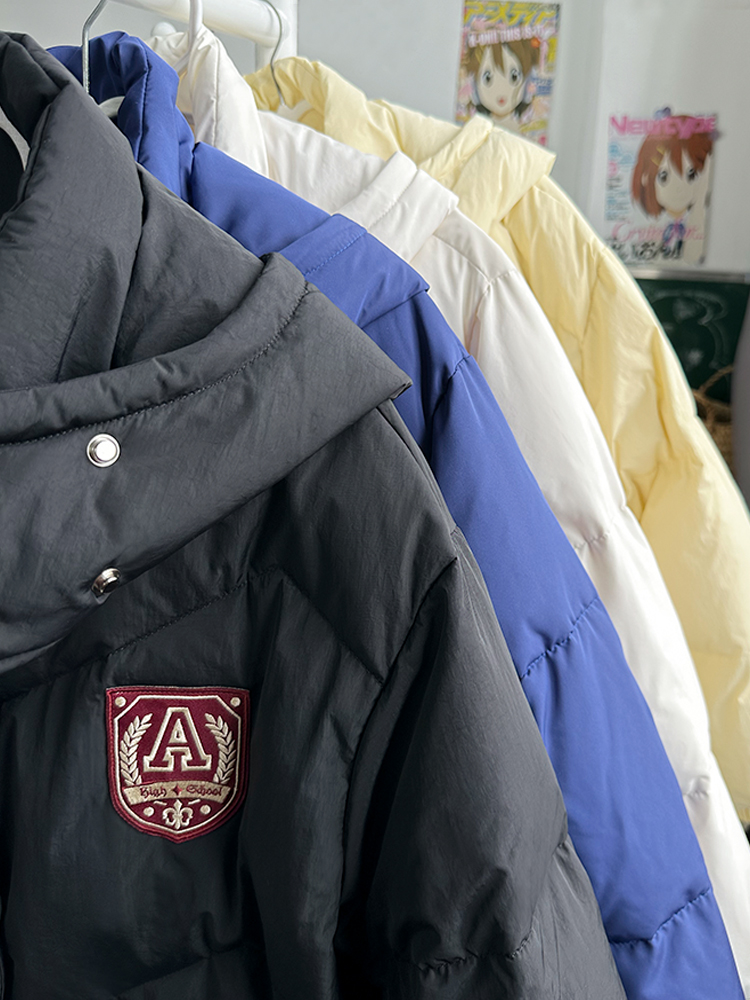 Hooded Pudding Bear JK Jacket - Loose College Style Long Down Jacket for Women, Warm and Cozy, Perfect for Y2K and Korean Style Fashion Hooded Pudding Bear JK Jacket - Loose College Style Long Down Jacket for Women, Warm and Cozy, Perfect for Y2K and Korean Style Fashion