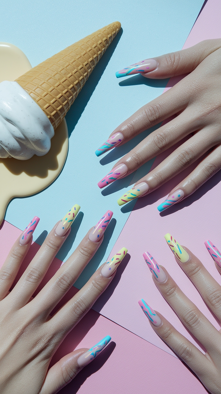 ice cream nail art outfit idea