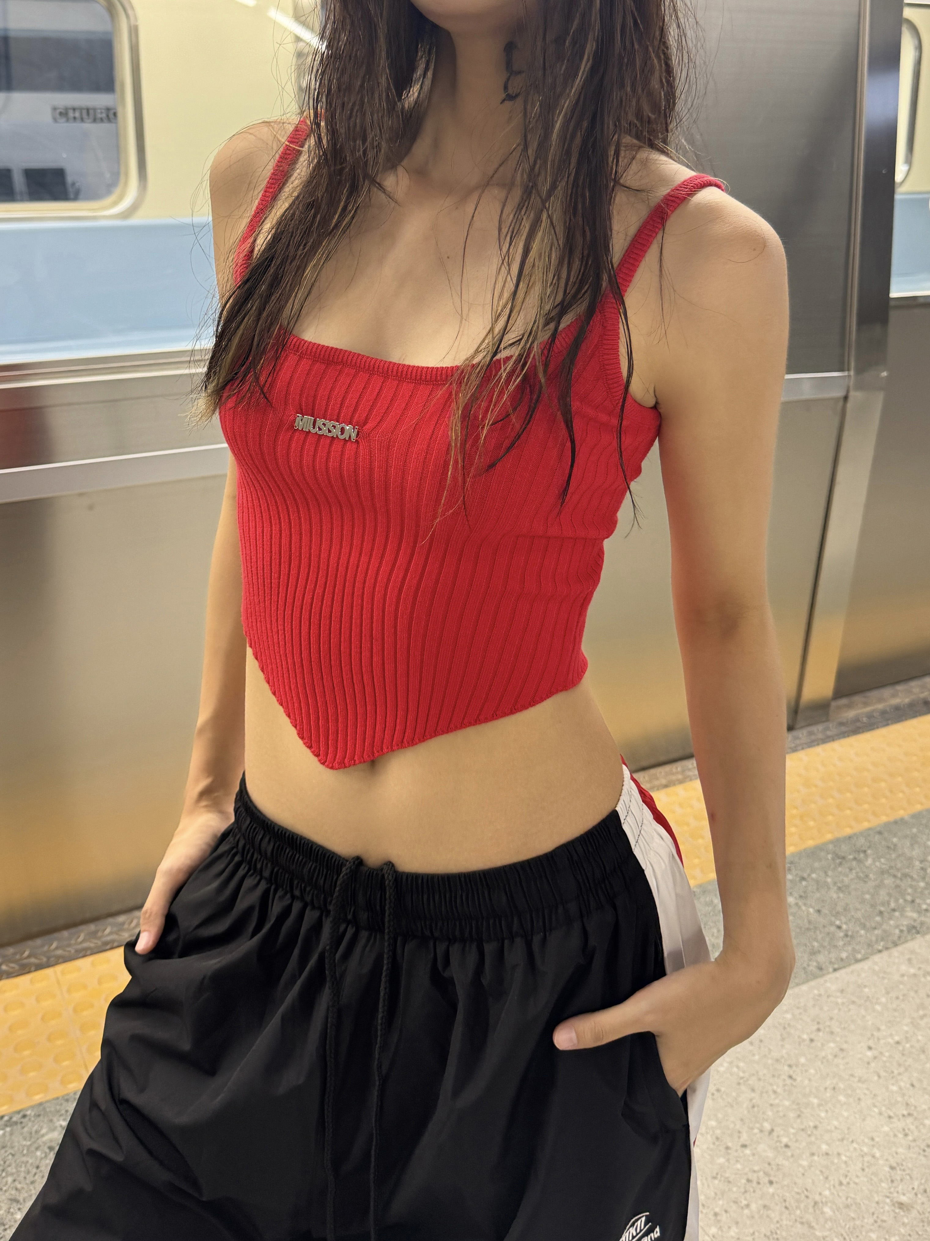 Irregular Knitted Camisole for Women - Sexy Summer Slim-Fit Top, American Style, Heatstroke Vibe, Perfect for Y2K Fashion Irregular Knitted Camisole for Women - Sexy Summer Slim-Fit Top, American Style, Heatstroke Vibe, Perfect for Y2K Fashion