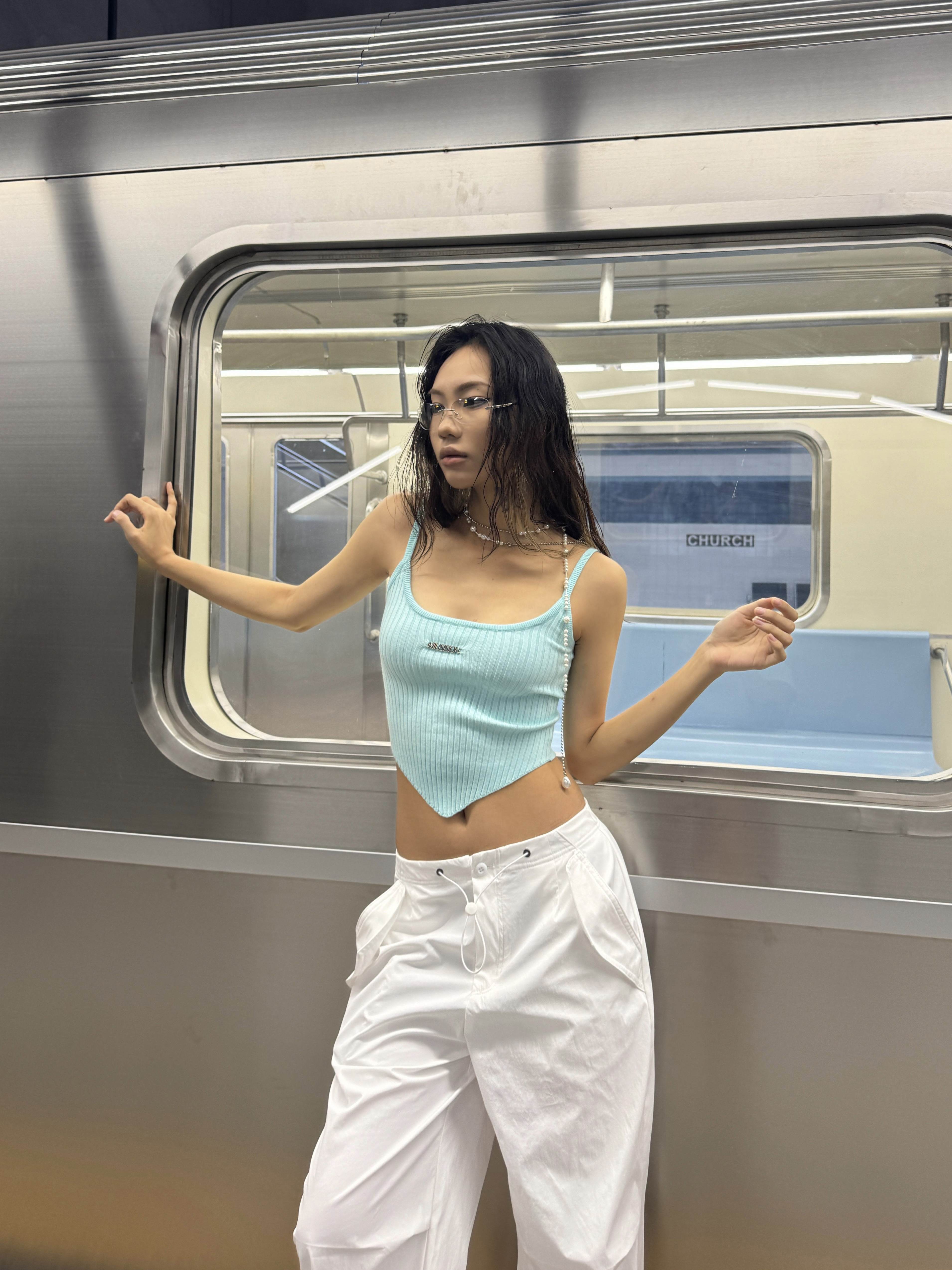 Irregular Knitted Camisole for Women - Sexy Summer Slim-Fit Top, American Style, Heatstroke Vibe, Perfect for Y2K Fashion Irregular Knitted Camisole for Women - Sexy Summer Slim-Fit Top, American Style, Heatstroke Vibe, Perfect for Y2K Fashion