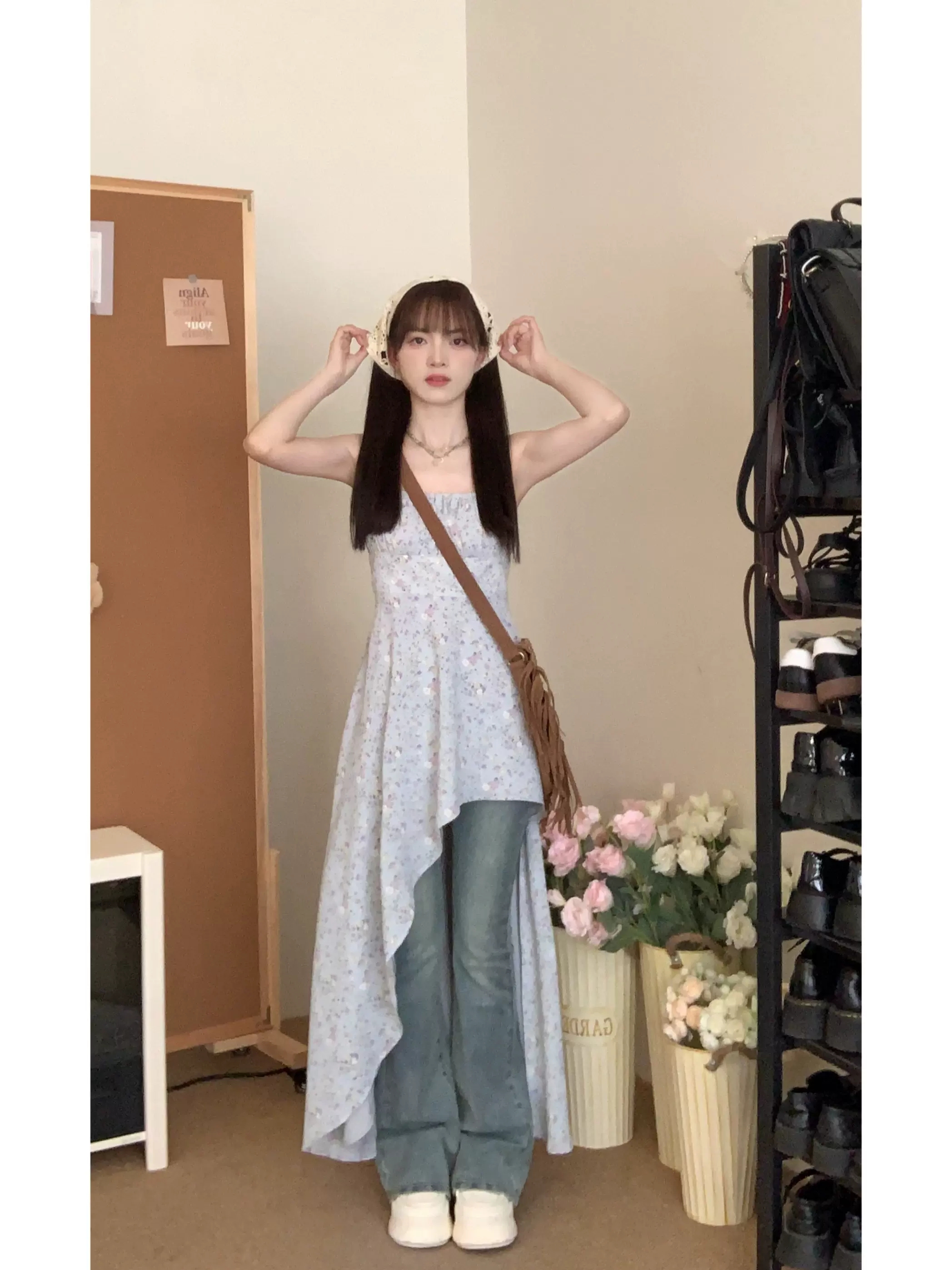 Irregular Layered Camisole Dress with Sweet Waist-Cinching Detail - Perfect Spring Outfit with Jeans for Date Night Irregular Layered Camisole Dress with Sweet Waist-Cinching Detail - Perfect Spring Outfit with Jeans for Date Night