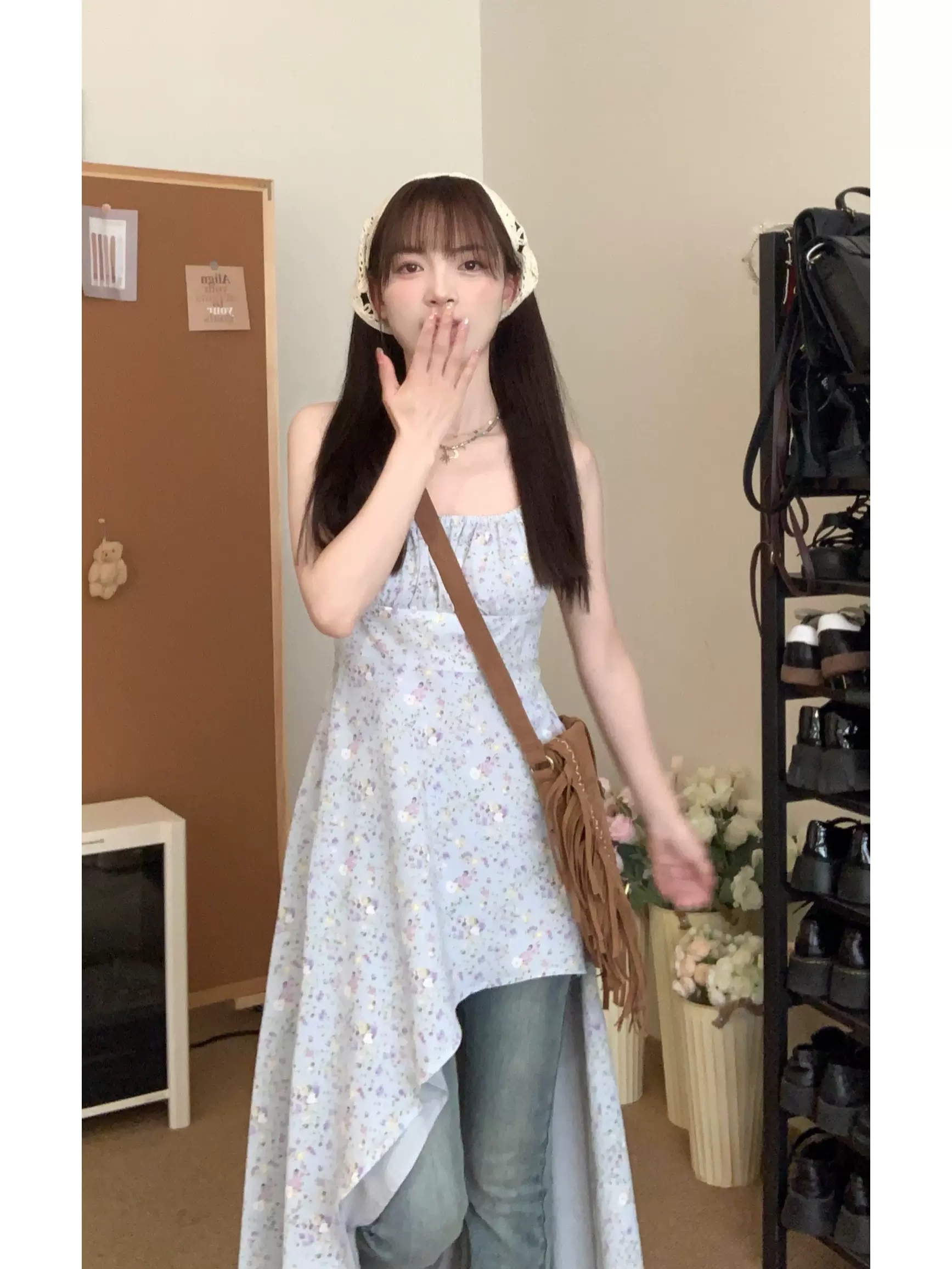 Irregular Layered Camisole Dress with Sweet Waist-Cinching Detail - Perfect Spring Outfit with Jeans for Date Night Irregular Layered Camisole Dress with Sweet Waist-Cinching Detail - Perfect Spring Outfit with Jeans for Date Night