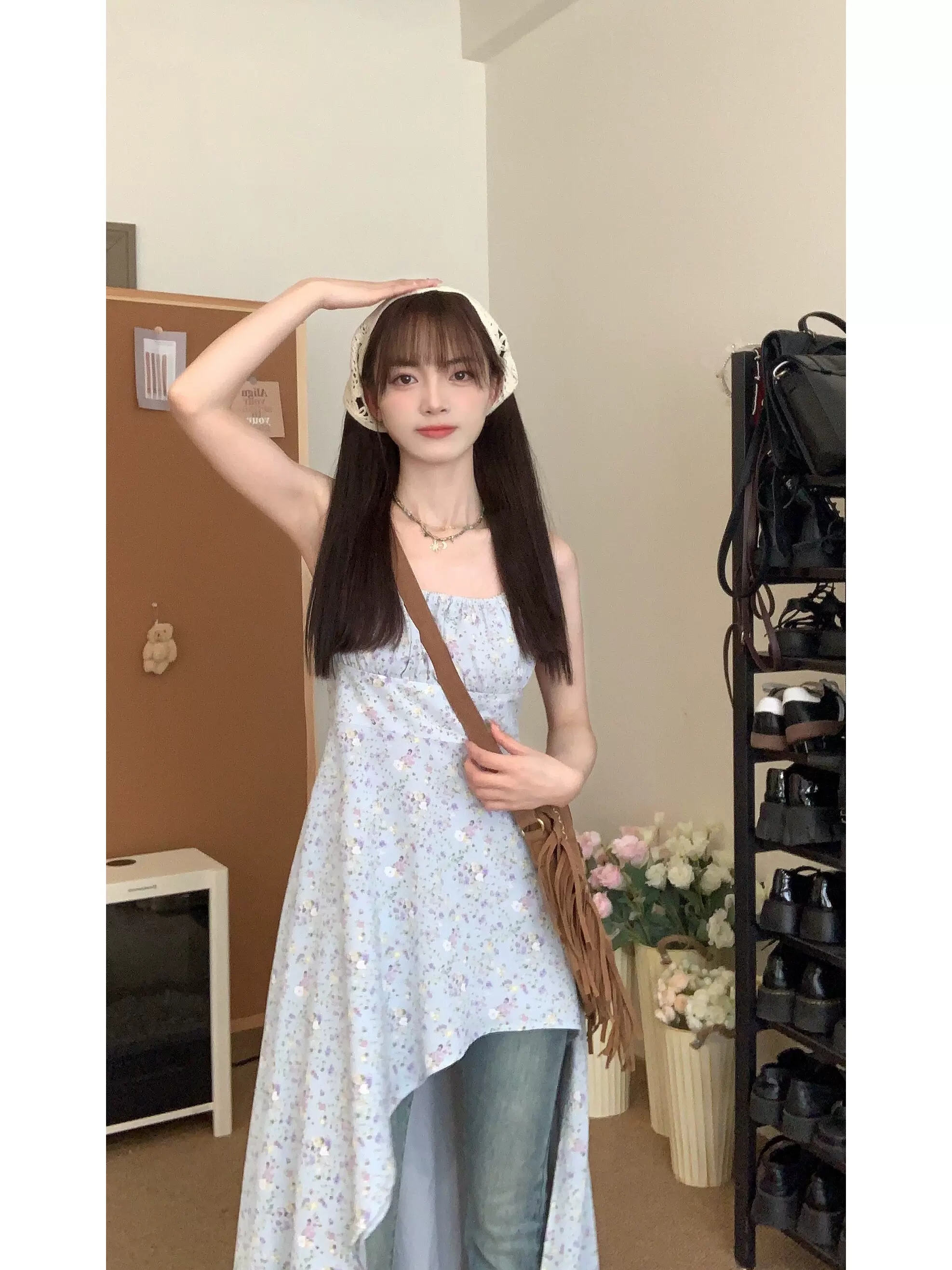 Irregular Layered Camisole Dress with Sweet Waist-Cinching Detail - Perfect Spring Outfit with Jeans for Date Night Irregular Layered Camisole Dress with Sweet Waist-Cinching Detail - Perfect Spring Outfit with Jeans for Date Night