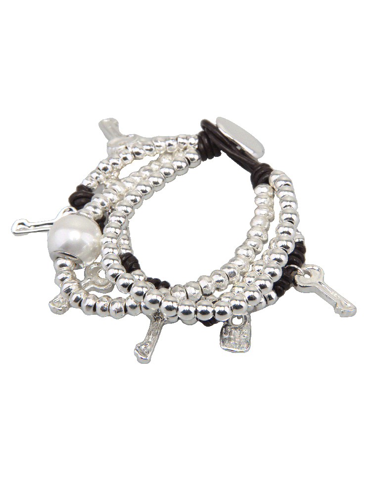 Irregular Leather Rope Multi-Layer Beaded Bracelet with Key Pearl for Women - High-End Fashion Wristband Irregular Leather Rope Multi-Layer Beaded Bracelet with Key Pearl for Women - High-End Fashion Wristband