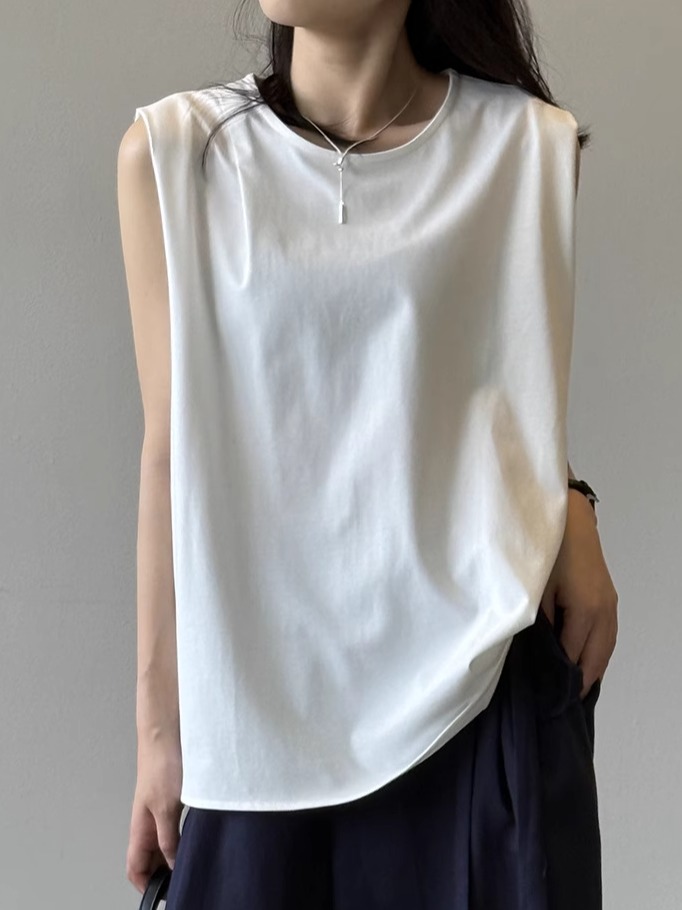 Irregular Sleeveless Vest for Women - Pure Cotton Tie-Up Top, Loose Round Neck, 2025 Summer Style, Trendy Casual Fashion Irregular Sleeveless Vest for Women - Pure Cotton Tie-Up Top, Loose Round Neck, 2025 Summer Style, Trendy Casual Fashion